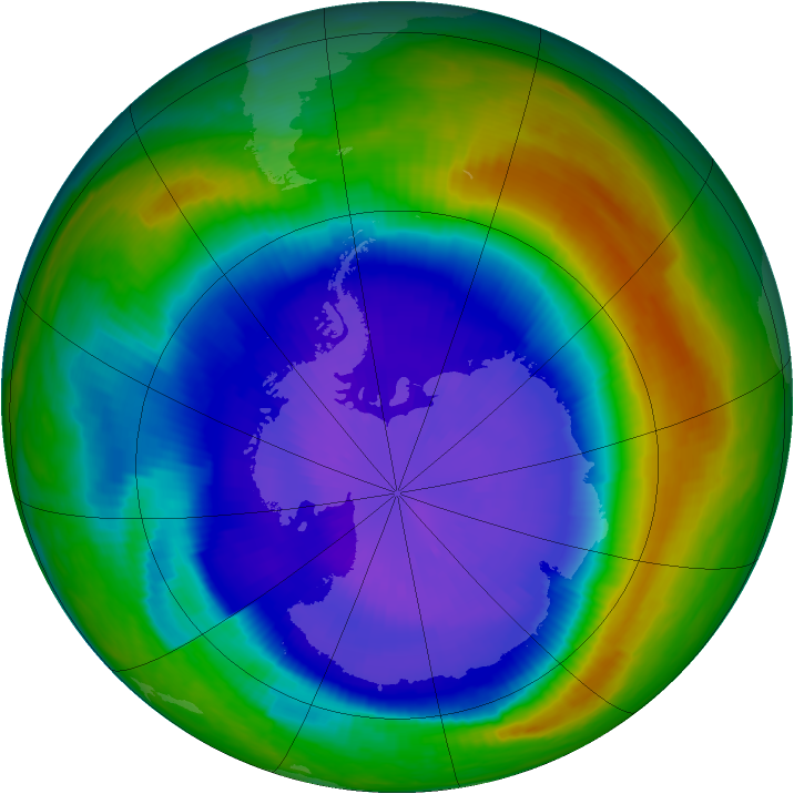 Antarctic ozone map for 21 September 1999